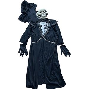 Grim Reaper Skeleton Costume Kid’s Large 10/12